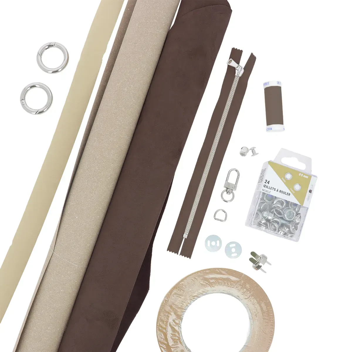 Kit DIY - Sac en croûte de cuir Séverine à coudre à la machine - MARRON CHOCOLAT - Image 5