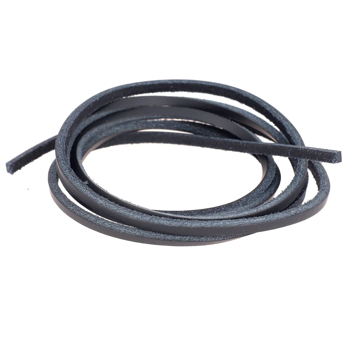 Lacet en cuir Carré - Largeur 2,8mm - Longueur 1,20m - BLEU FONCÉ