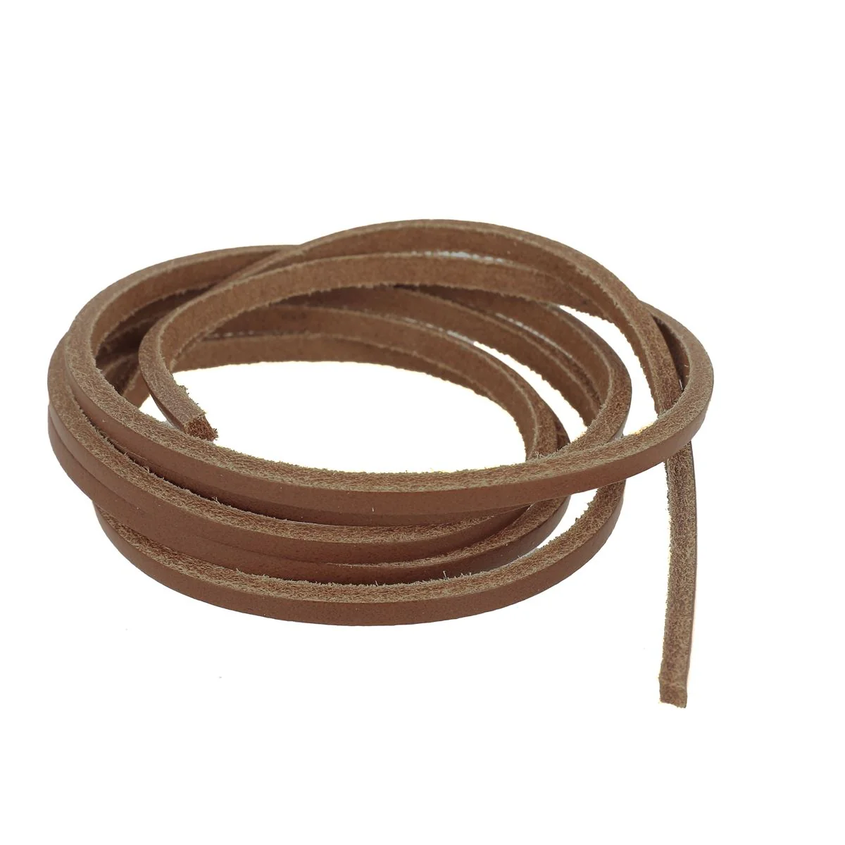 Lacet en cuir Carré - Largeur 2,8mm - Longueur 1,20m - MARRON