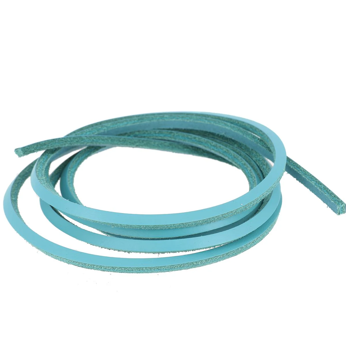 Lacet en cuir Carré - Largeur 2,8mm - Longueur 1,20m - TURQUOISE