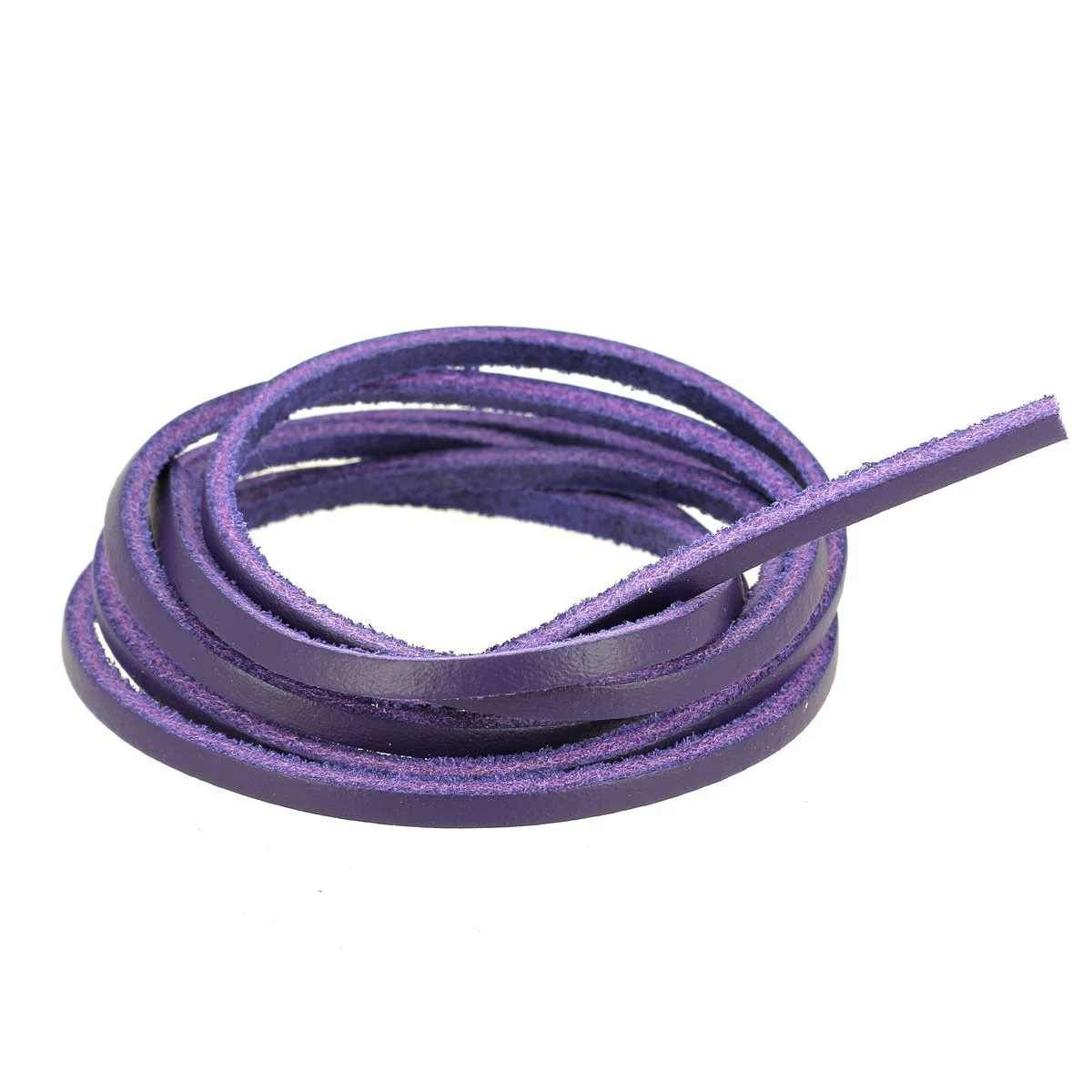 Lacet en cuir Carré - Largeur 2,8mm - Longueur 1,20m - VIOLET