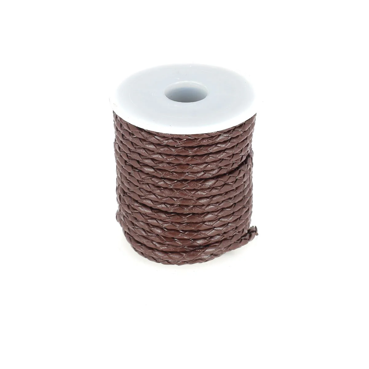 Lacet en cuir pigmenté Rond tressé - CHOCOLAT