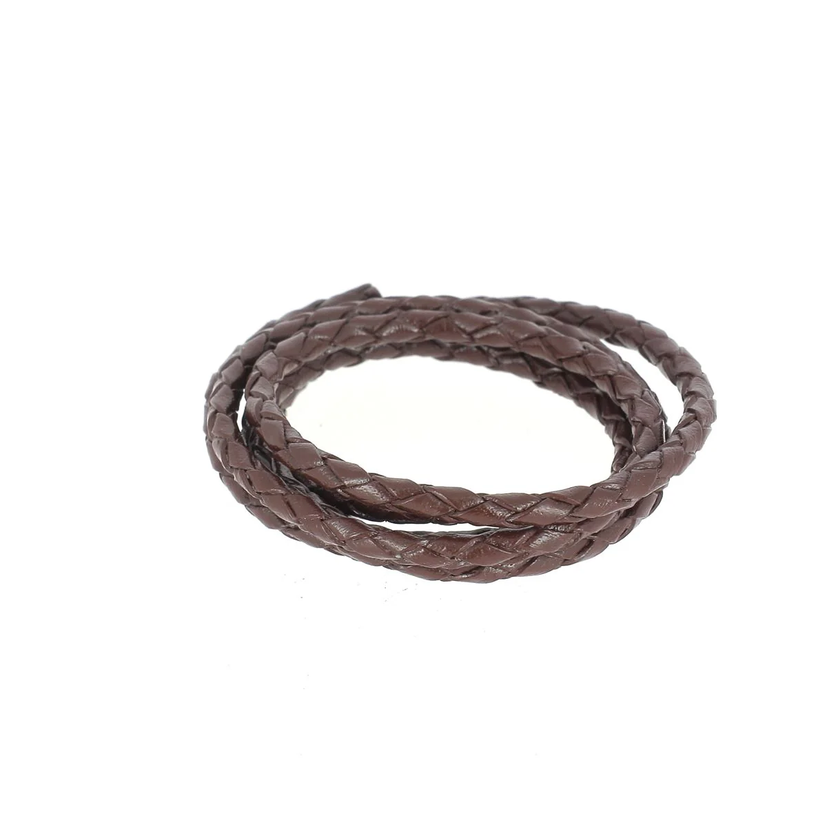 Lacet en cuir pigmenté Rond tressé - CHOCOLAT - Image 3