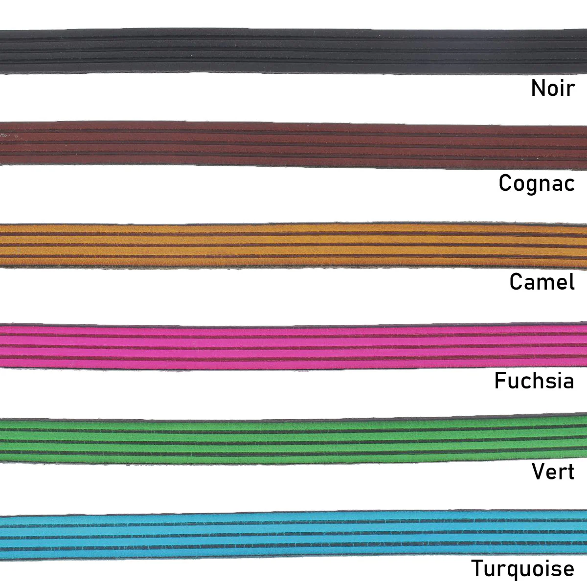 Lacet en cuir plat effet 4 bandes 10mm - Les 10cm - Image 2