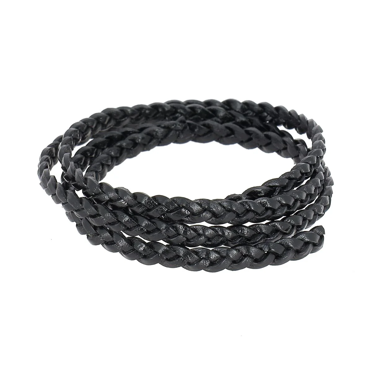 Lacet en cuir pigmenté Plat tressé - NOIR - Image 6