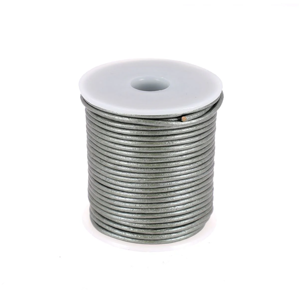 Lacet en cuir Rond - Diamètre 2mm GRIS MÉTALLIQUE 1 mètre de lacet