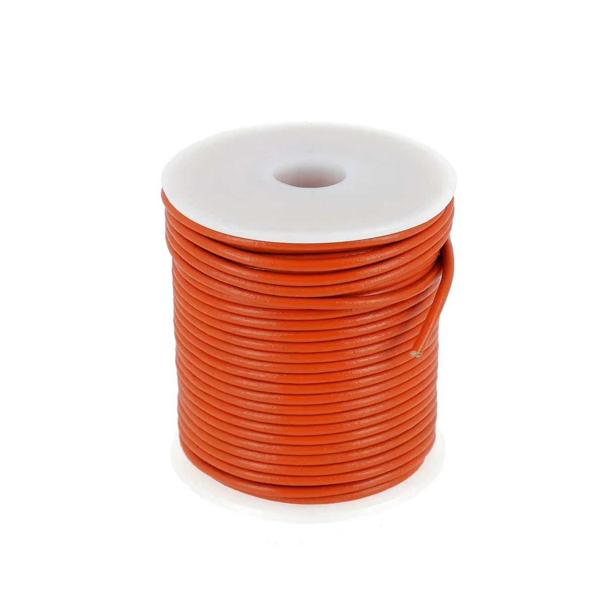 Lacet en cuir Rond - Diamètre 2mm ORANGE 1 mètre de lacet