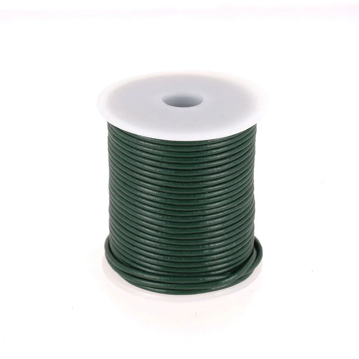 Lacet en cuir Rond - Diamètre 2mm VERT FONCÉ 1 mètre de lacet