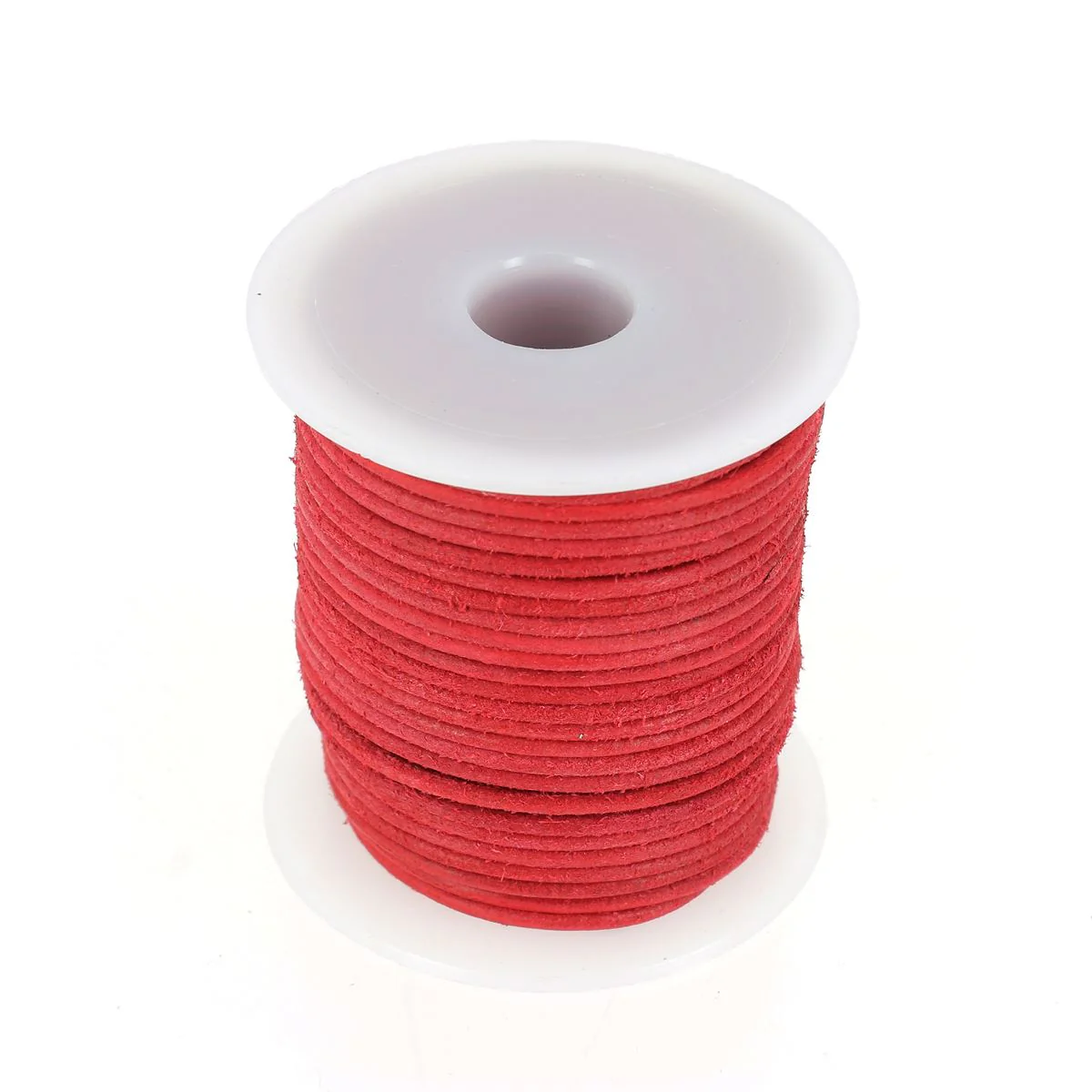 Lacet en cuir teinté effet brut Rond - Diamètre 2mm - ROUGE