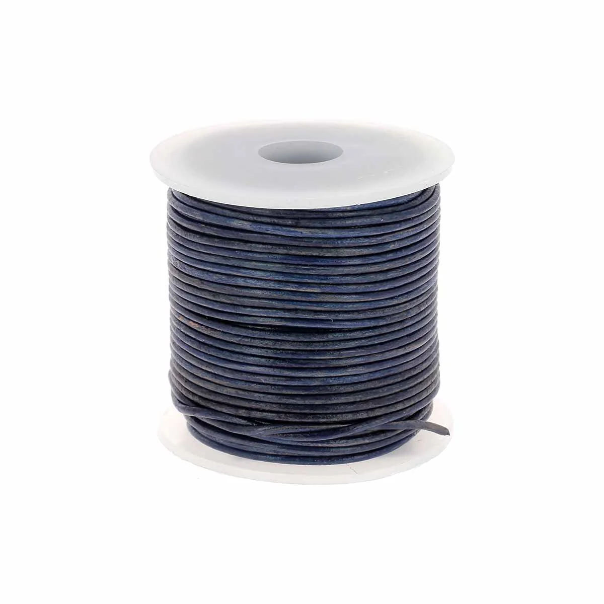 Lacet en cuir teinté Rond - BLEU DENIM
