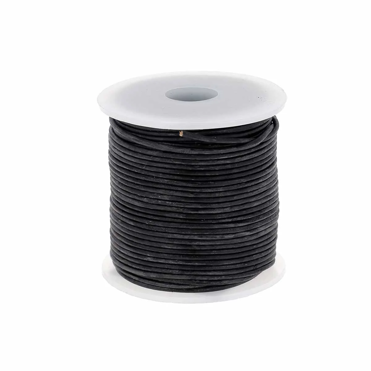 Lacet en cuir teinté Rond - NOIR