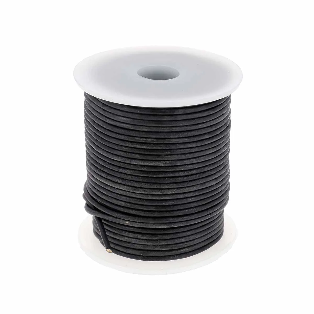 Lacet en cuir teinté Rond - NOIR - Image 6