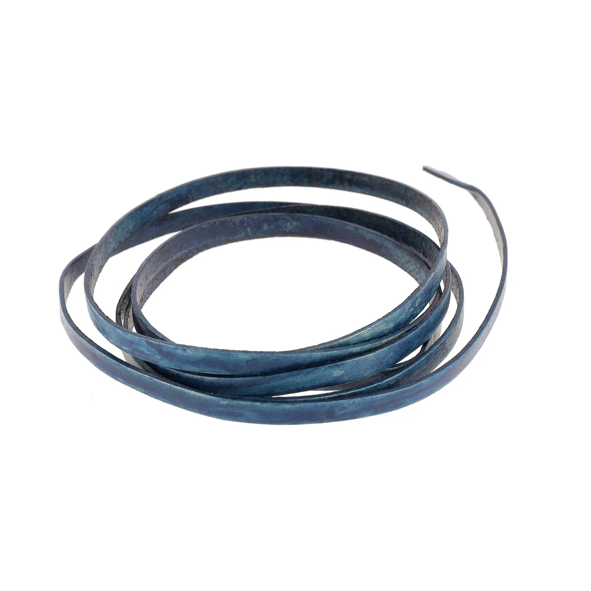 Lacet en cuir teinté effet délavé Plat - Largeur 4mm - Image 5