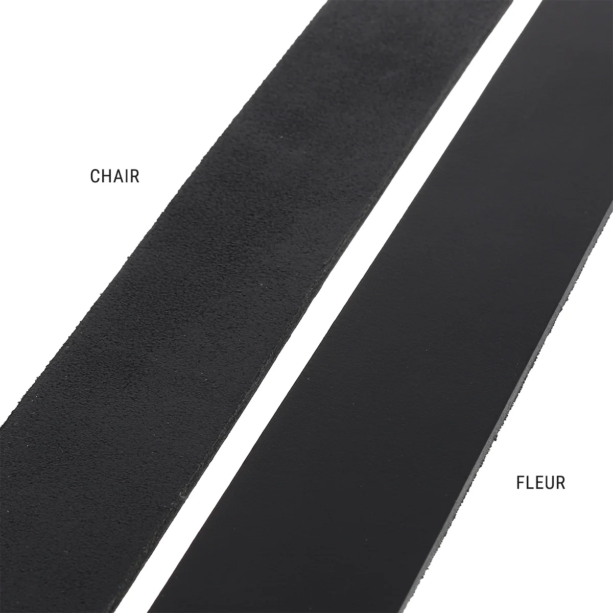 Lanière en cuir de collet NOURRI LISSE tannage végétal - NOIR - Ép 3,2mm - Image 3