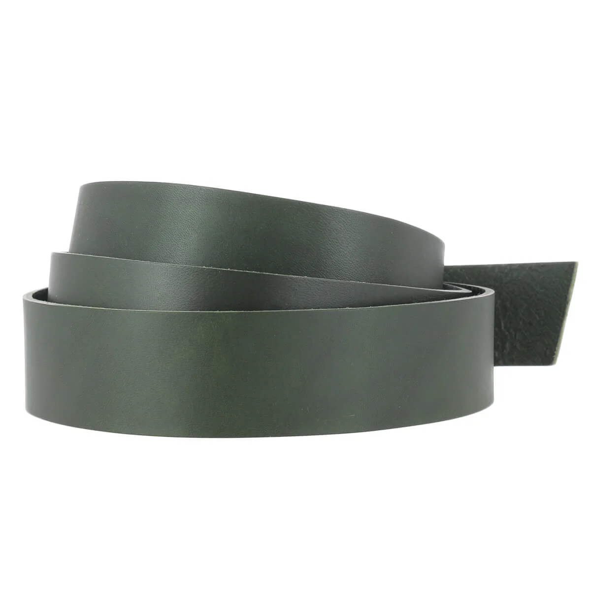 Lanière en cuir de collet NOURRI LISSE tannage végétal - VERT - Ép 3mm
