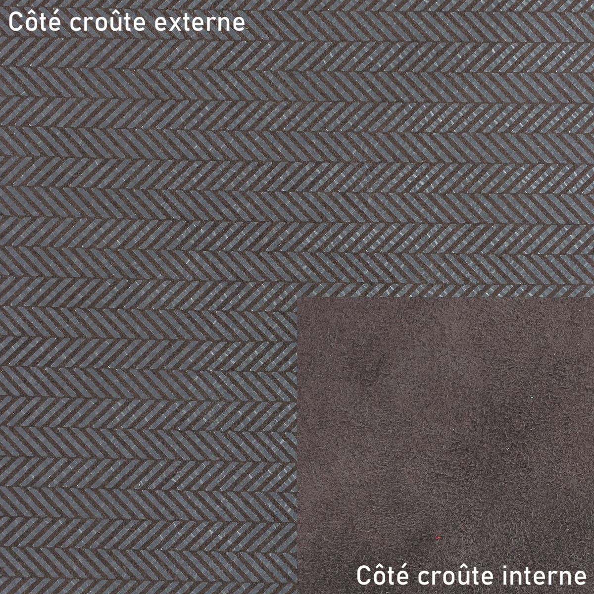 Morceau de croûte de cuir velours effet chevrons métallisé - MARRON FONCÉ O57 - Image 2