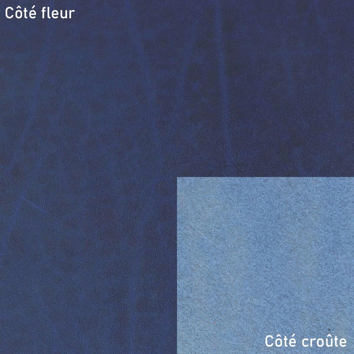Morceau de cuir de collet tannage végétal SAUVAGE - BLEU - Image 2