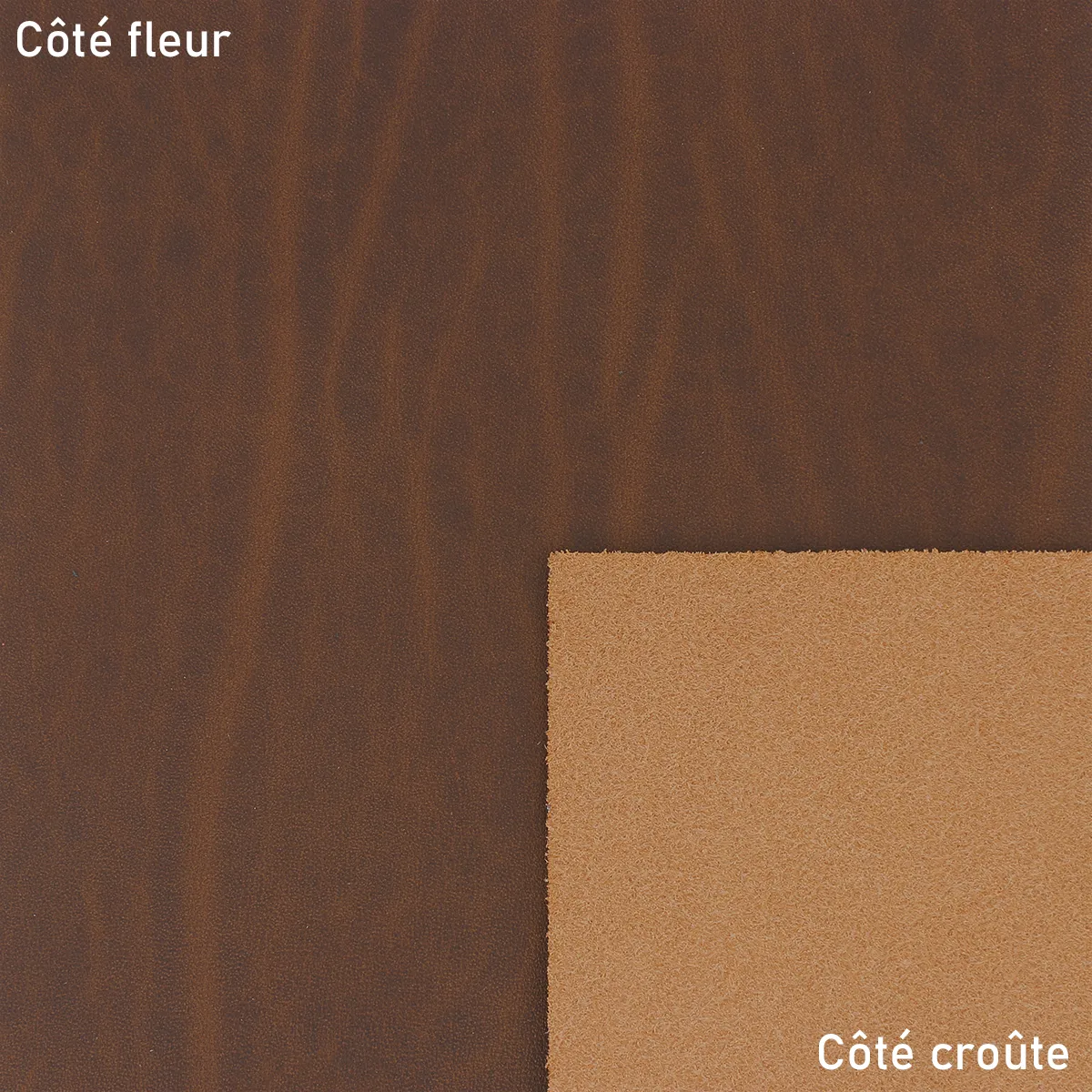 Morceau de cuir de collet tannage végétal SAUVAGE MAT - CHÂTAIGNE - Image 2