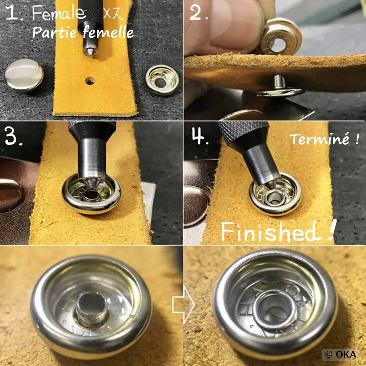 Outil de pose pour boutons pression - Gamme PRO en acier trempé - Oka - Image 2