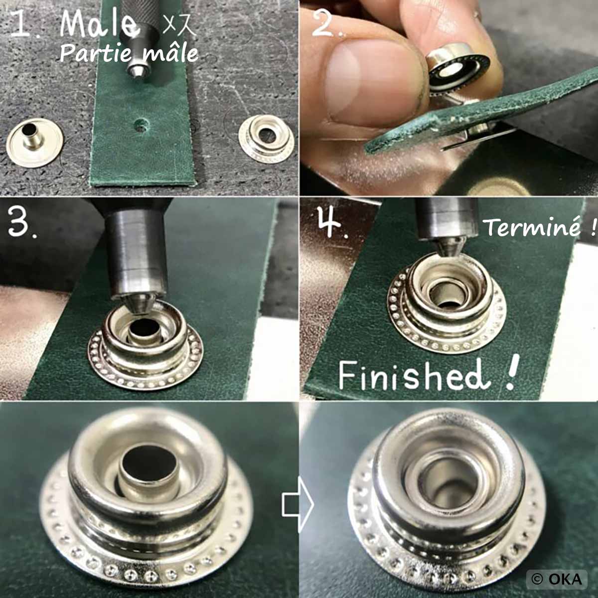 Outil de pose pour boutons pression - Gamme PRO en acier trempé - Oka - Image 3