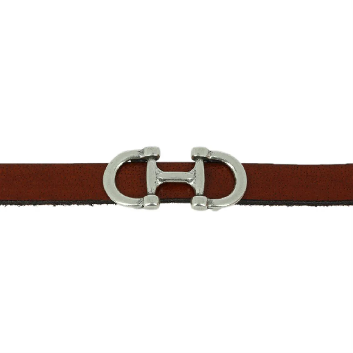 Coulissant DEUX ETRIERS - Lanière de 10 mm - ARGENT VIEILLI
