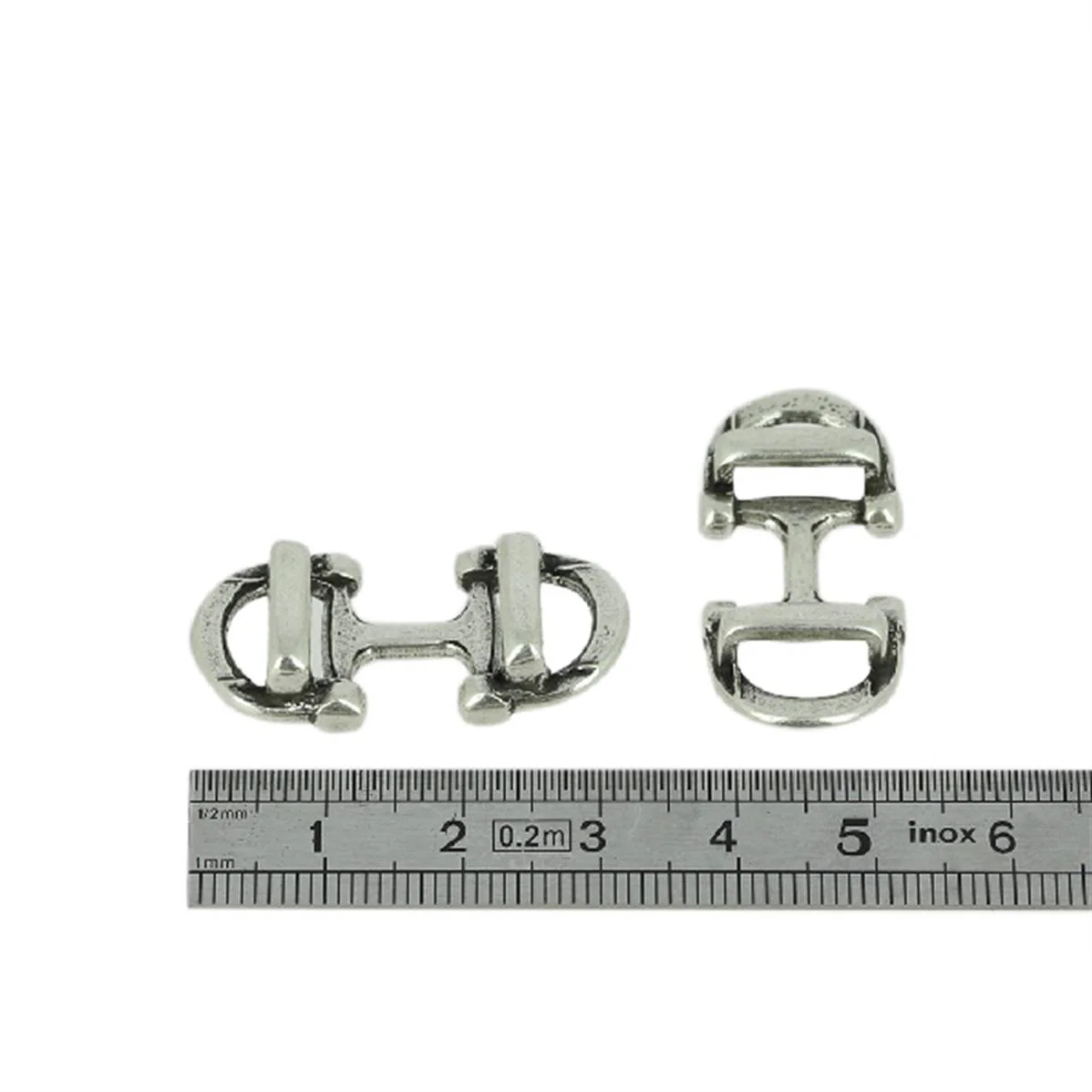 Coulissant DEUX ETRIERS - Lanière de 10 mm - ARGENT VIEILLI - Image 2