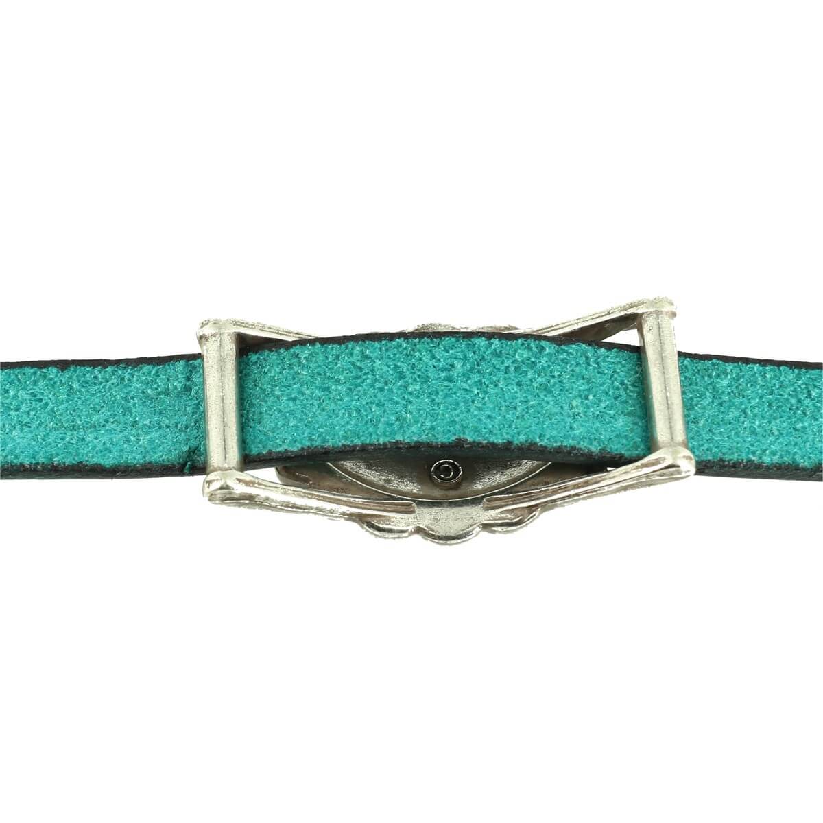 Passant FLEUR avec turquoise - Lanière de 10 mm - Argent vieilli - Image 3