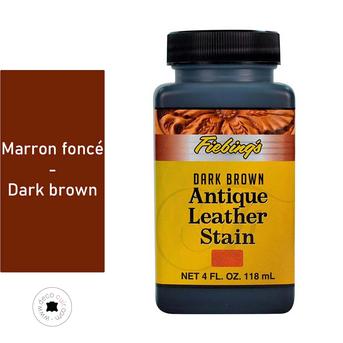 Patine après teinture Fiebing's Antique Leather Stain 118ml - MARRON FONCÉ / DARK BROWN