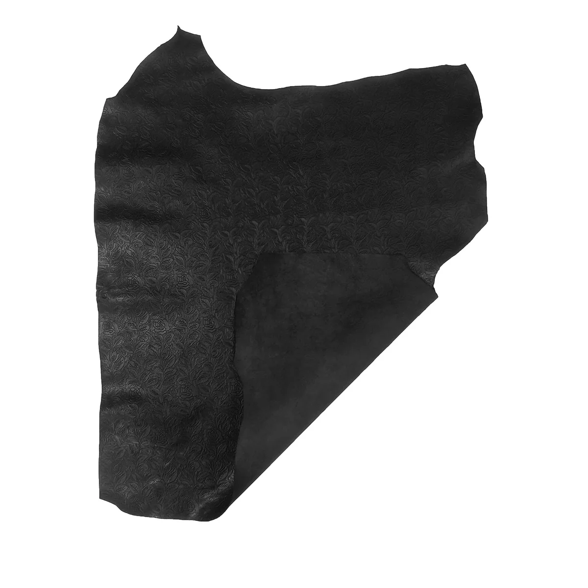 Peau entière de cuir de basane FRANCE imprimé FLORAL - ANILINE - NOIR BAF24 - Image 4