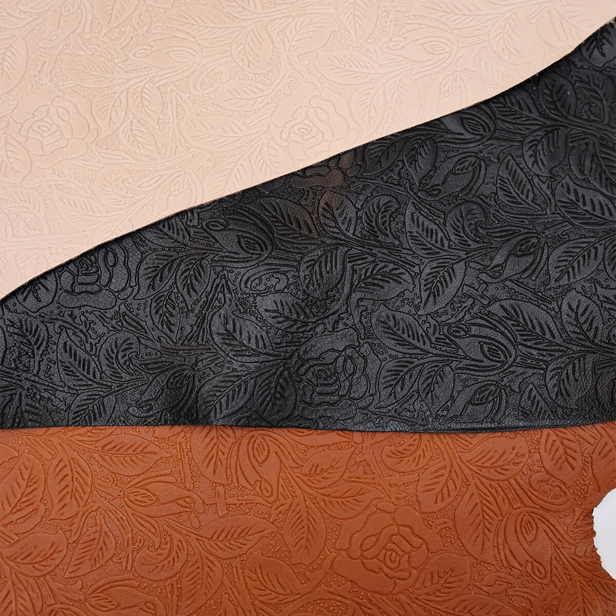 Peau entière de cuir de basane FRANCE imprimé FLORAL - ANILINE - COGNAC BAF25 - Image 5