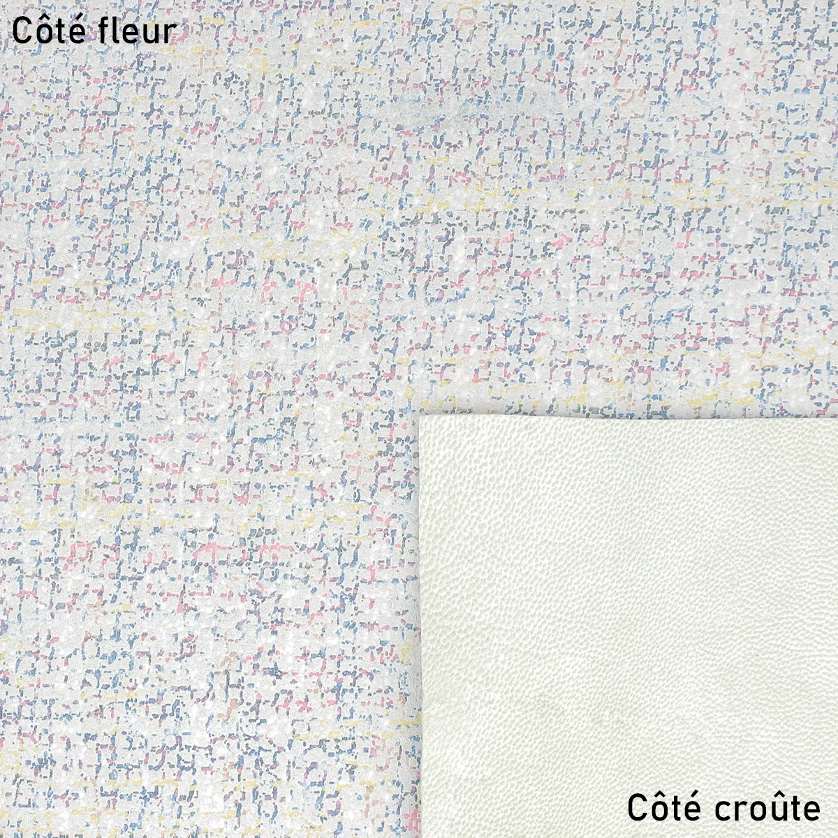 Peau de cuir de chèvre velours fantaisie - imprimé chiné BLANC T19 - Image 2