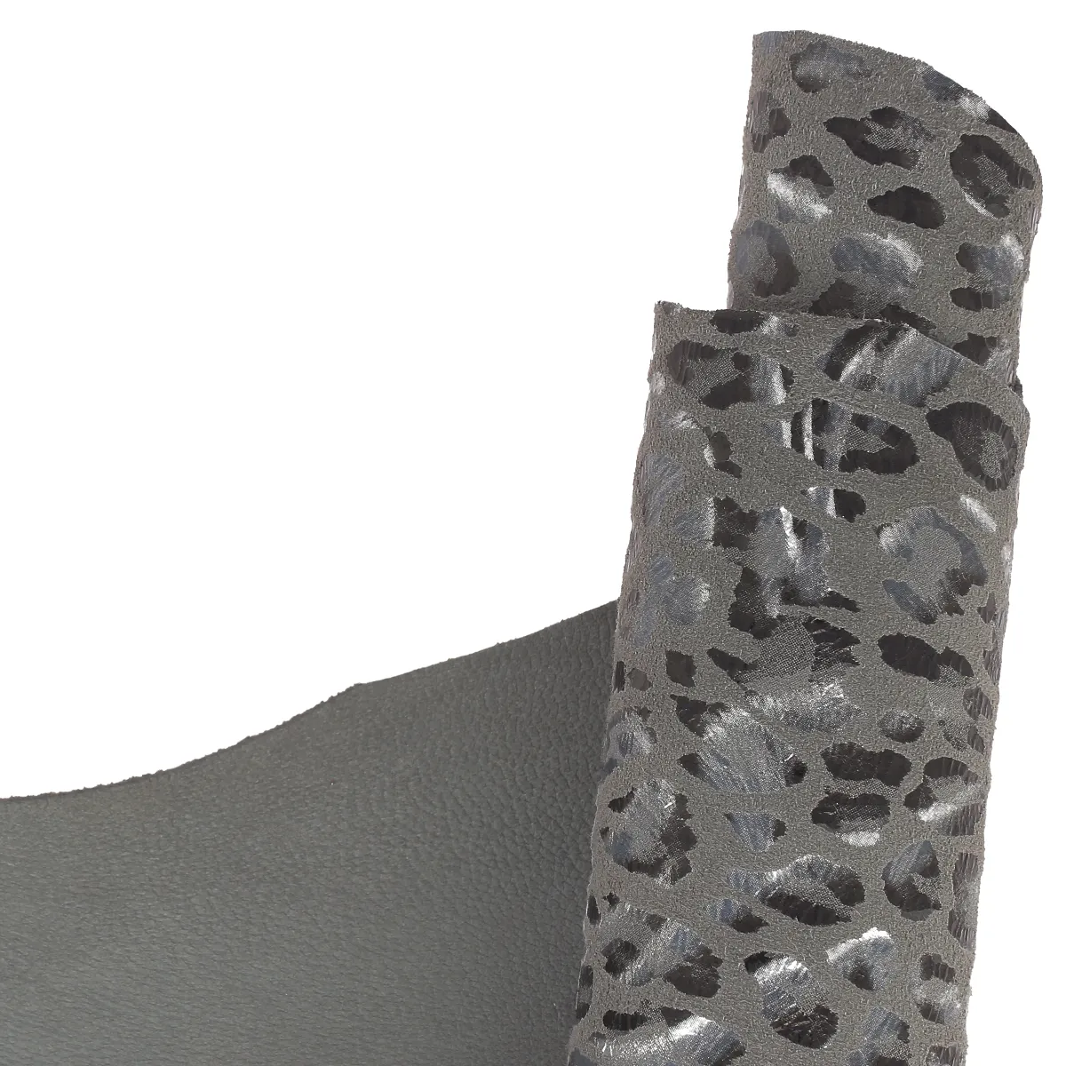 Peau de cuir de chèvre velours fantaisie - imprimé léopard - GRIS S56