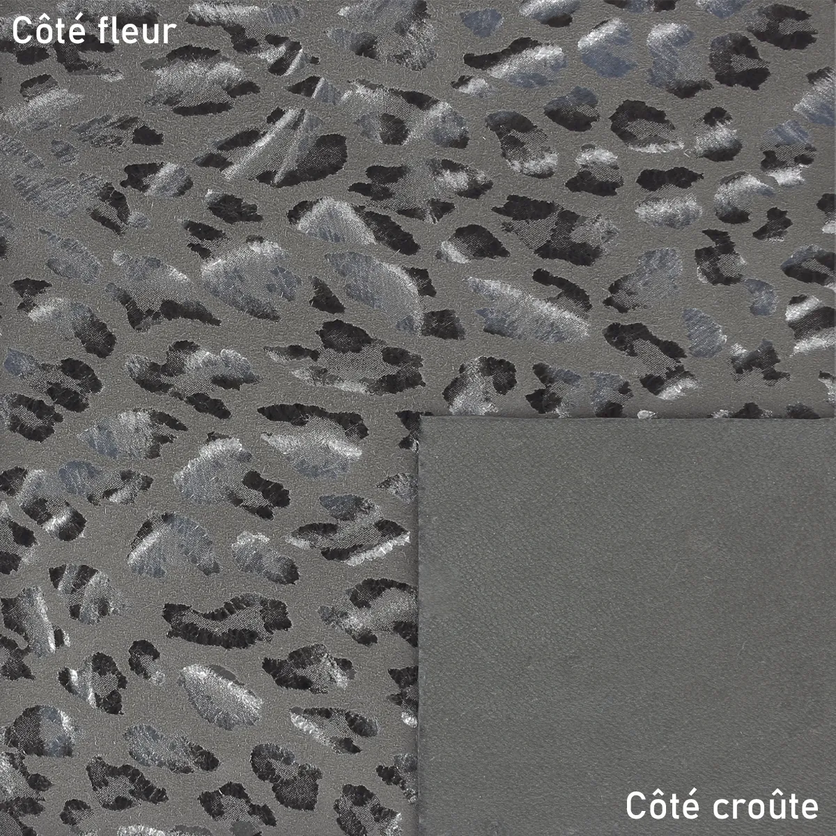 Peau de cuir de chèvre velours fantaisie - imprimé léopard - GRIS S56 - Image 2