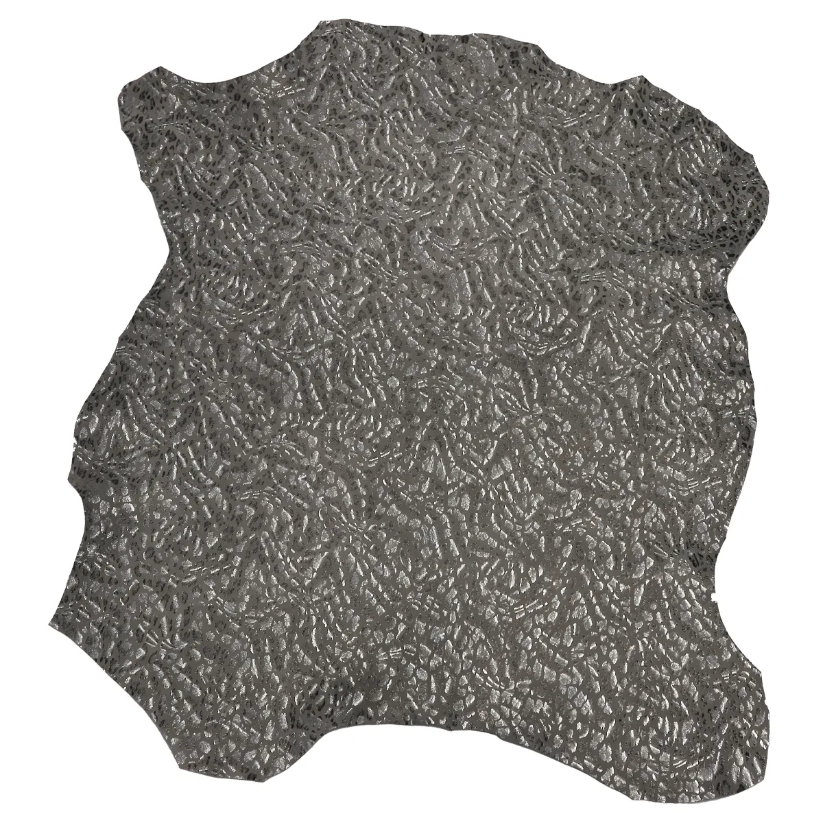 Peau de cuir de chèvre velours fantaisie - imprimé léopard - GRIS S56 - Image 3