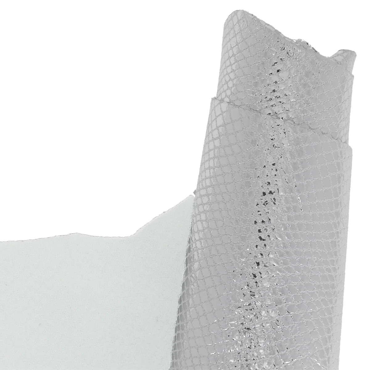 Peau de cuir de chèvre velours fantaisie - imprimé reptile ARGENT T03