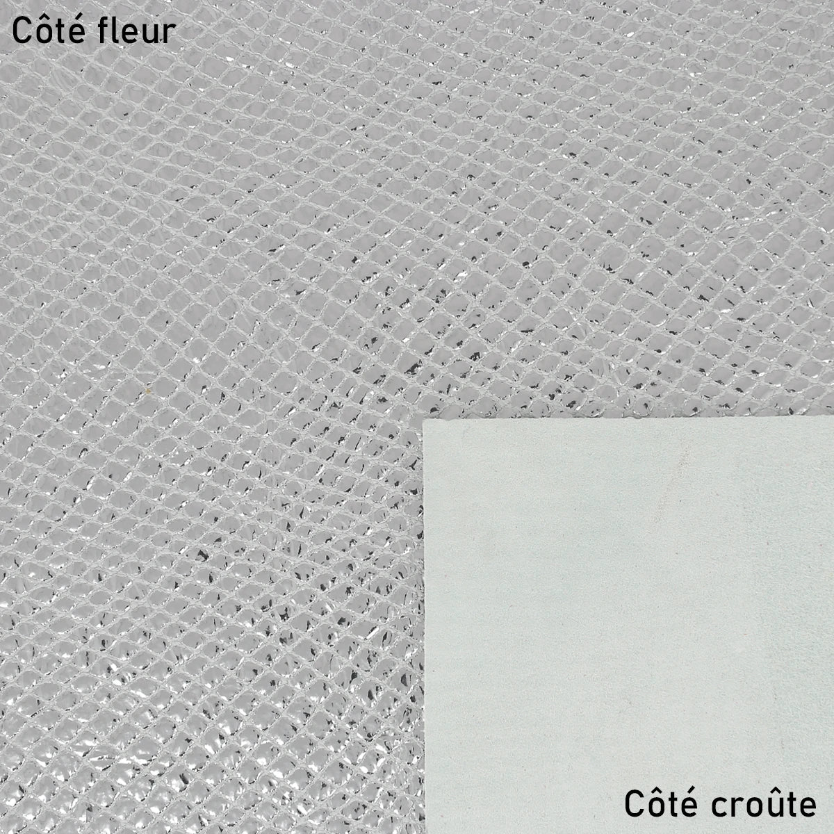 Peau de cuir de chèvre velours fantaisie - imprimé reptile ARGENT T03 - Image 2