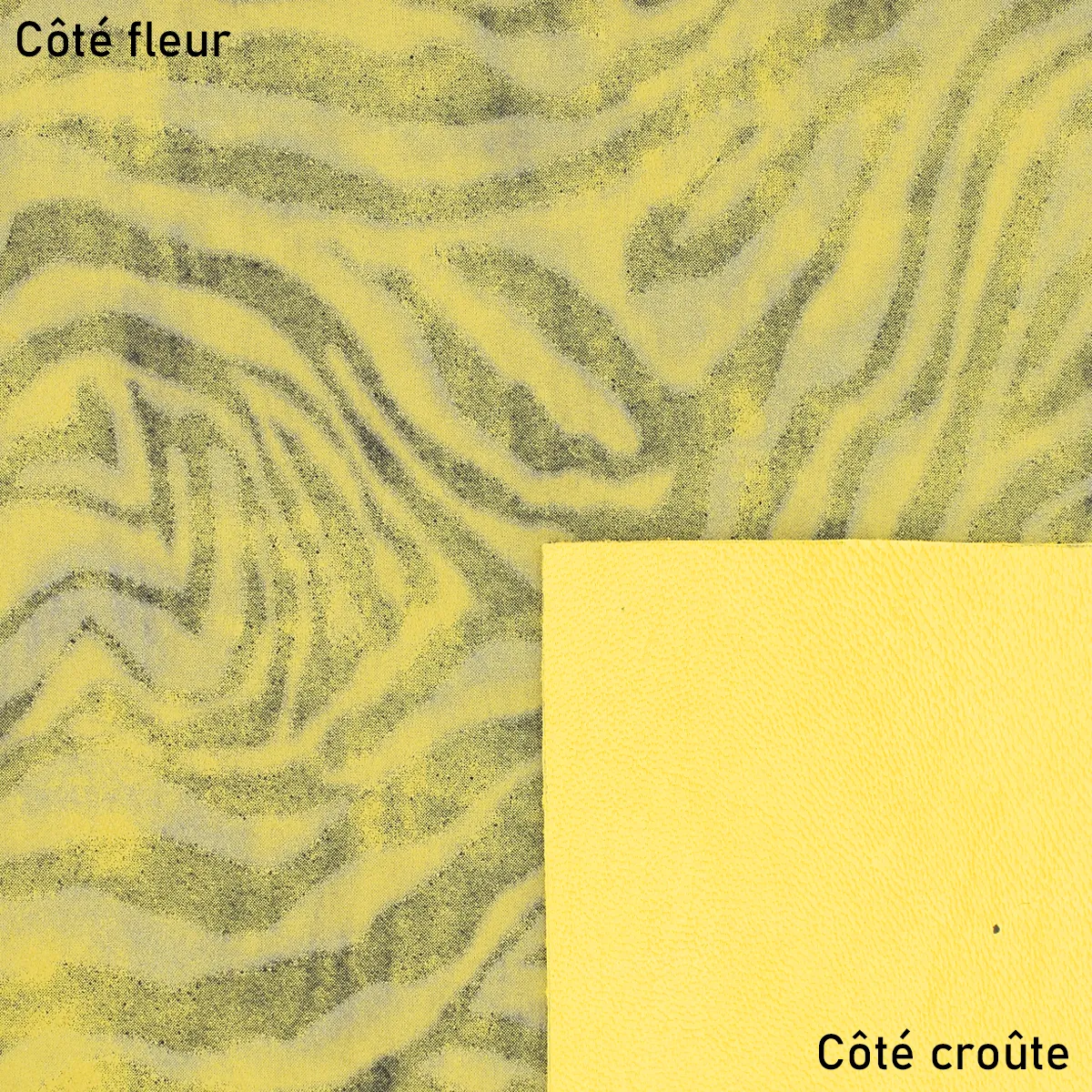 Peau de cuir de chèvre velours fantaisie - imprimé zébré - JAUNE T14 - Image 2