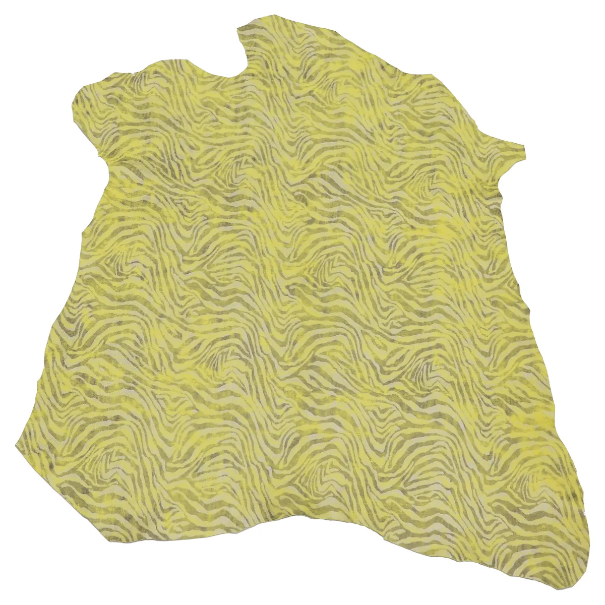 Peau de cuir de chèvre velours fantaisie - imprimé zébré - JAUNE T14 - Image 3