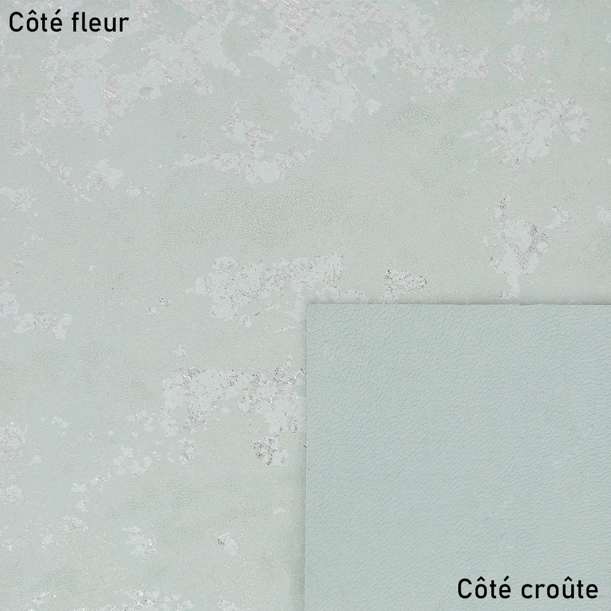 Peau de cuir de chèvre velours fantaisie - marbré BLEU CIEL ARGENTÉ T11 - Image 2