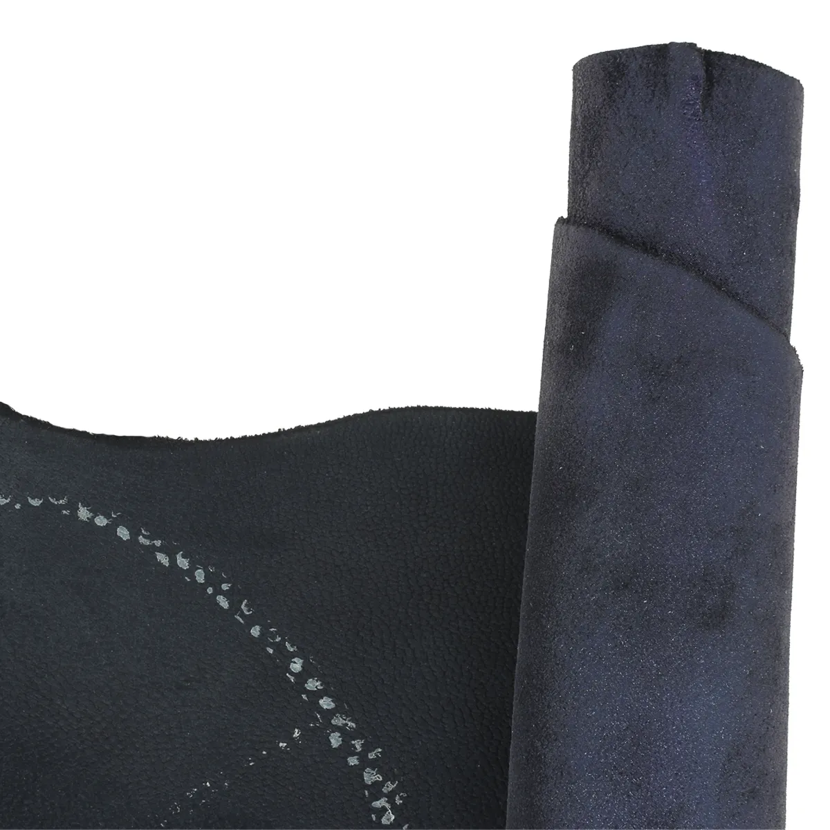 Peau de cuir de chèvre velours fantaisie - marbré BLEU METALLISE S64
