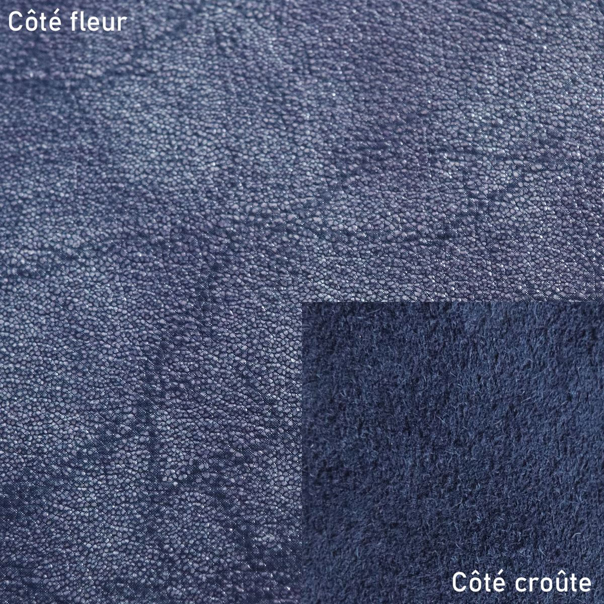 Peau de cuir de veau imitation grain galuchat - BLEU Fantaisie L97 - Image 2