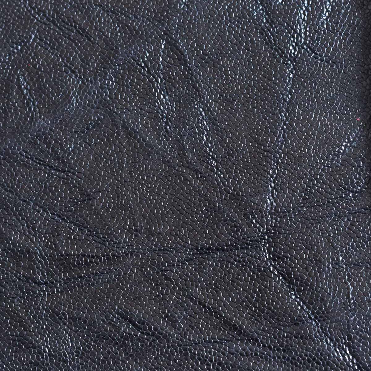 Peau de cuir de veau froissée grain caviar - BLEU NUIT D14 - Image 5