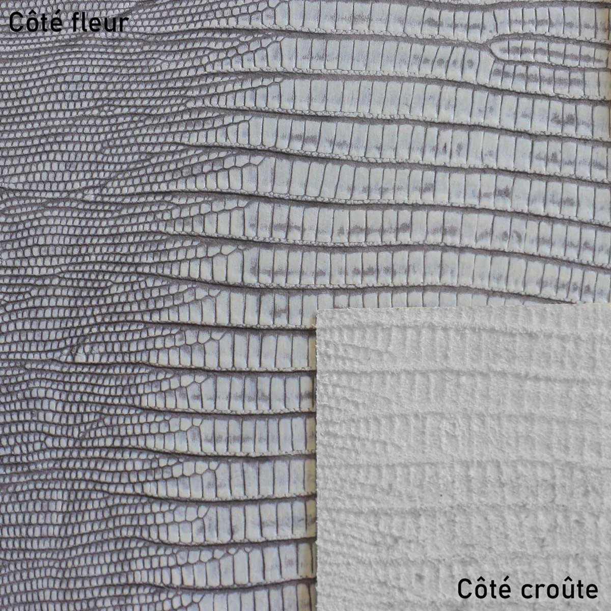 Peau de cuir de veau imitation serpent - BLEU GRIS L26 - Image 2