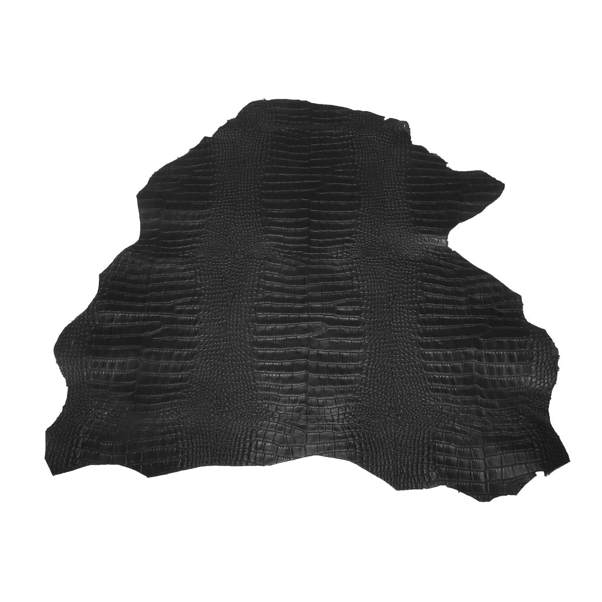 Peau entière de cuir de basane FRANCE imitation Crocodile - ANILINE - NOIR BAF18