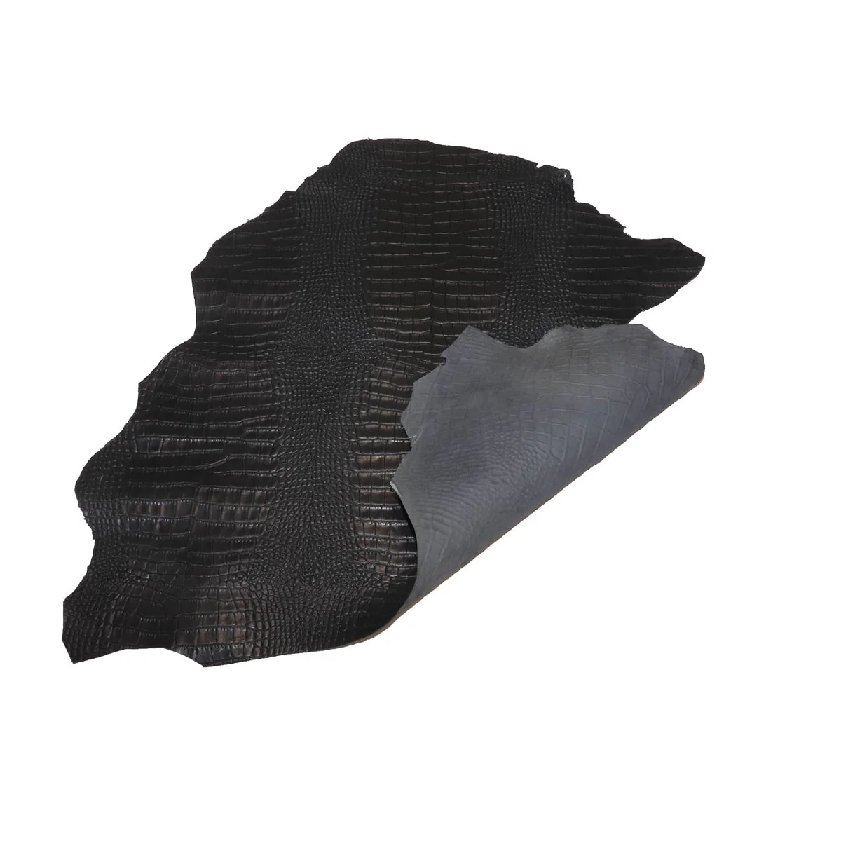 Peau entière de cuir de basane FRANCE imitation Crocodile - ANILINE - NOIR BAF18 - Image 5