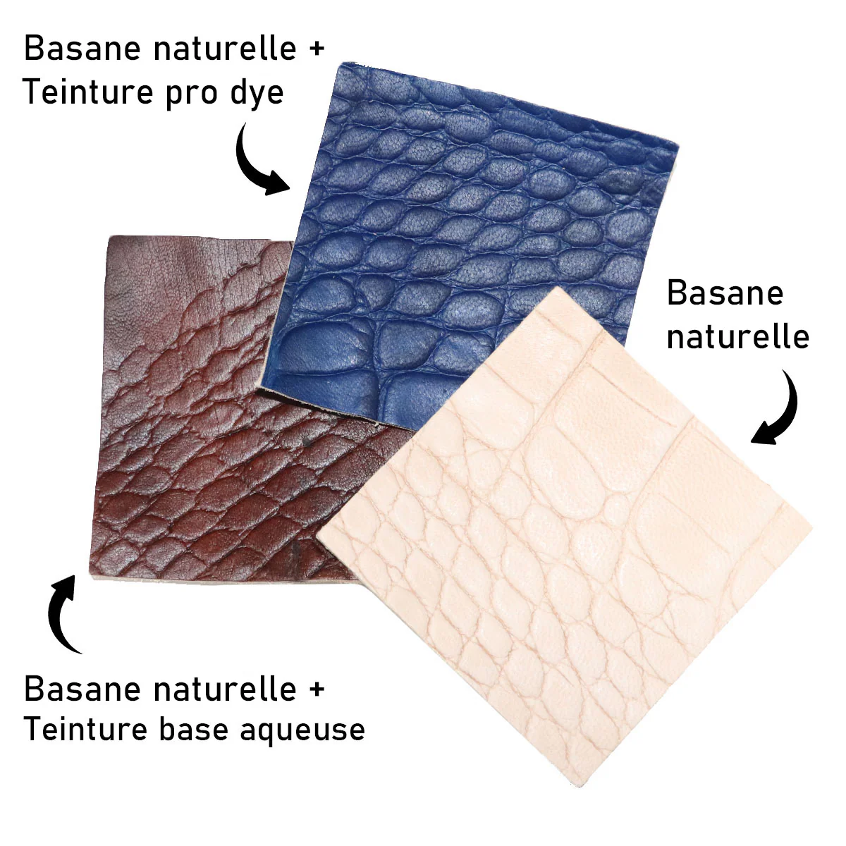 Peau entière de cuir de basane FRANCE imitation Crocodile - NATUREL BAF20 - Image 4