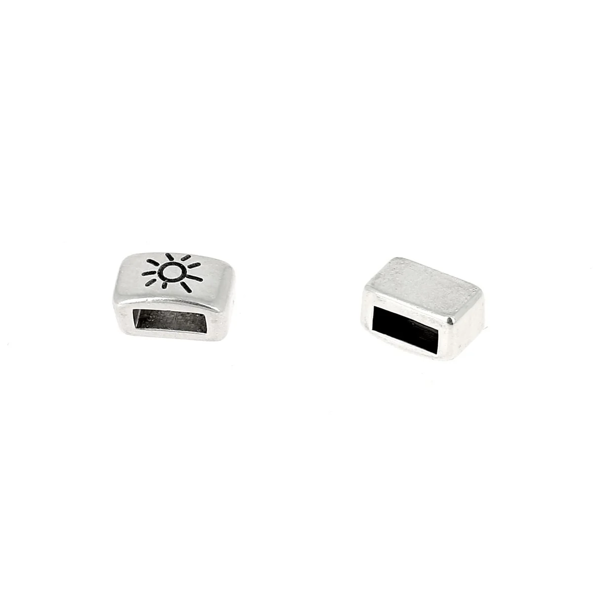 Coulissant SOLEIL - Lanière de 5 mm - ARGENT VIEILLI - Image 2
