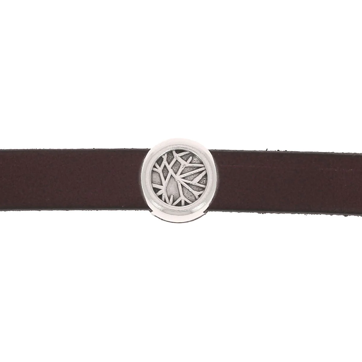 Coulissant BRANCHE - Lanière de 10 mm - ARGENT VIEILLI