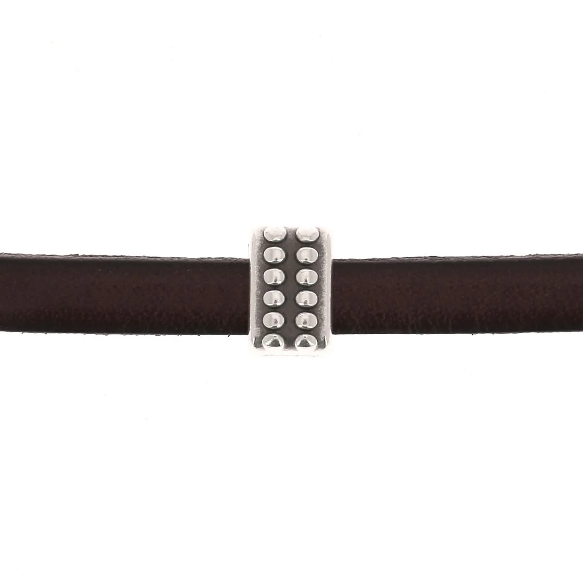 Coulissant POINTS - Lanière de 5 mm - ARGENT VIEILLI