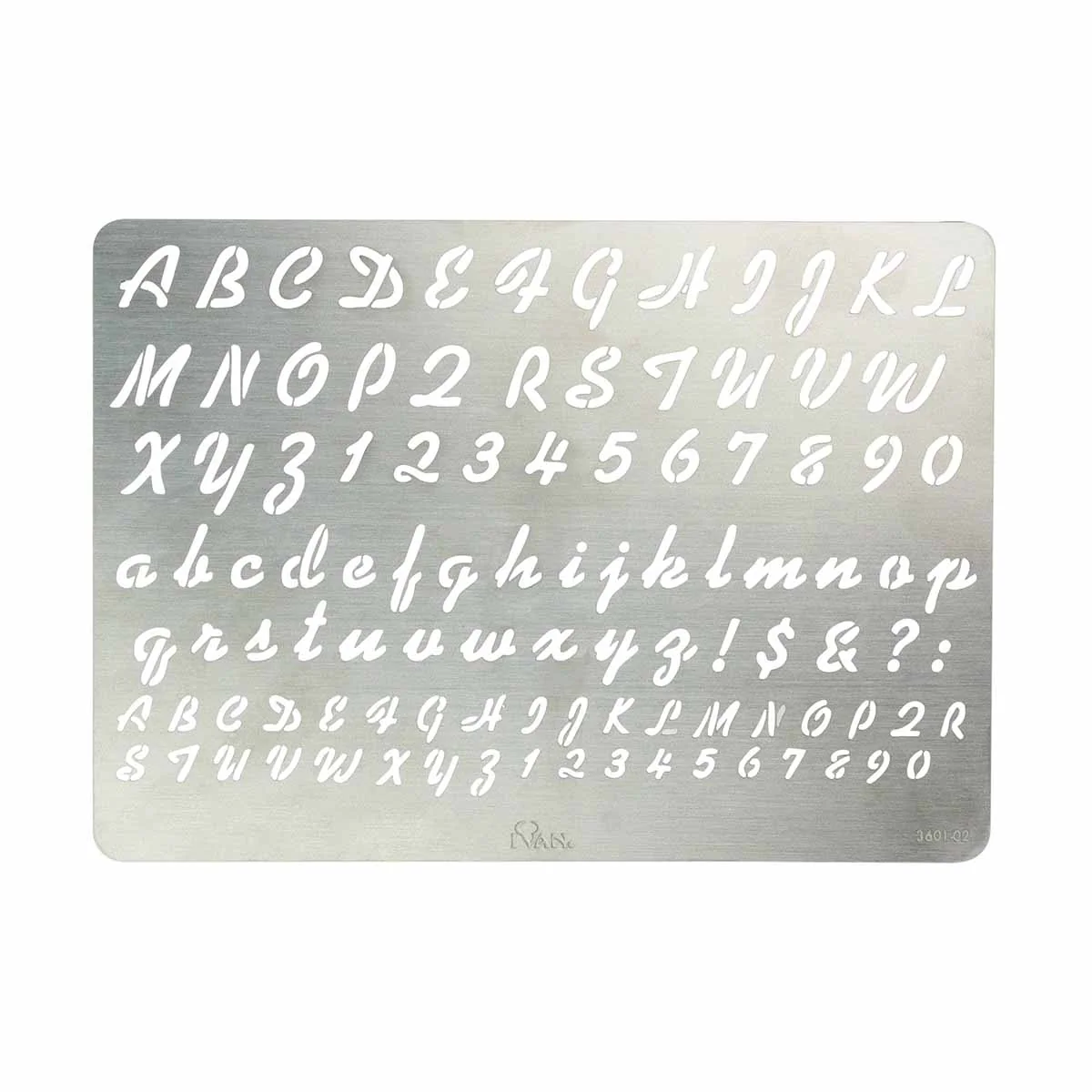 Plaque en acier pour dessins sur cuir avec pyrograveur - ALPHABET et CHIFFRES #2 - Ivan